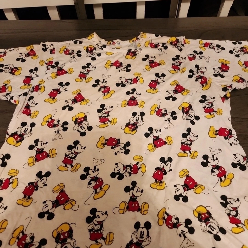 Disney Mickey Mouse Kids Button Down Shirt - White with Red and Yellow